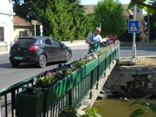 Malomági Lajta híd virágosítás